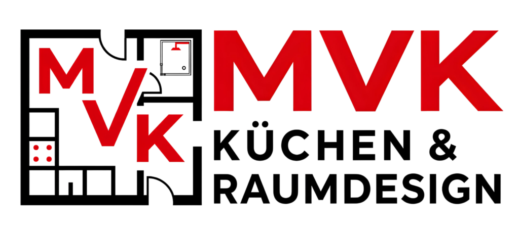 MVK Küchen & Raumdesign Logo gestapelt, weiß